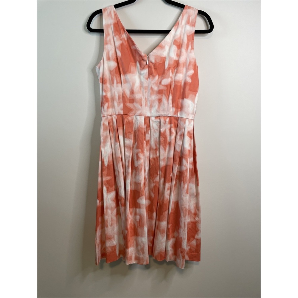 Calvin Klein Womens 8 Salmon White Floral Sleeveless Fit Flare Dress - Picture 4 of 9